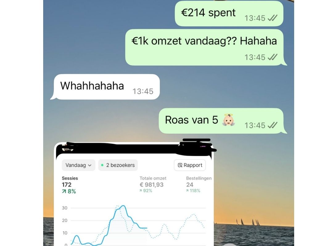 Screenshot - €1k omzet op één dag